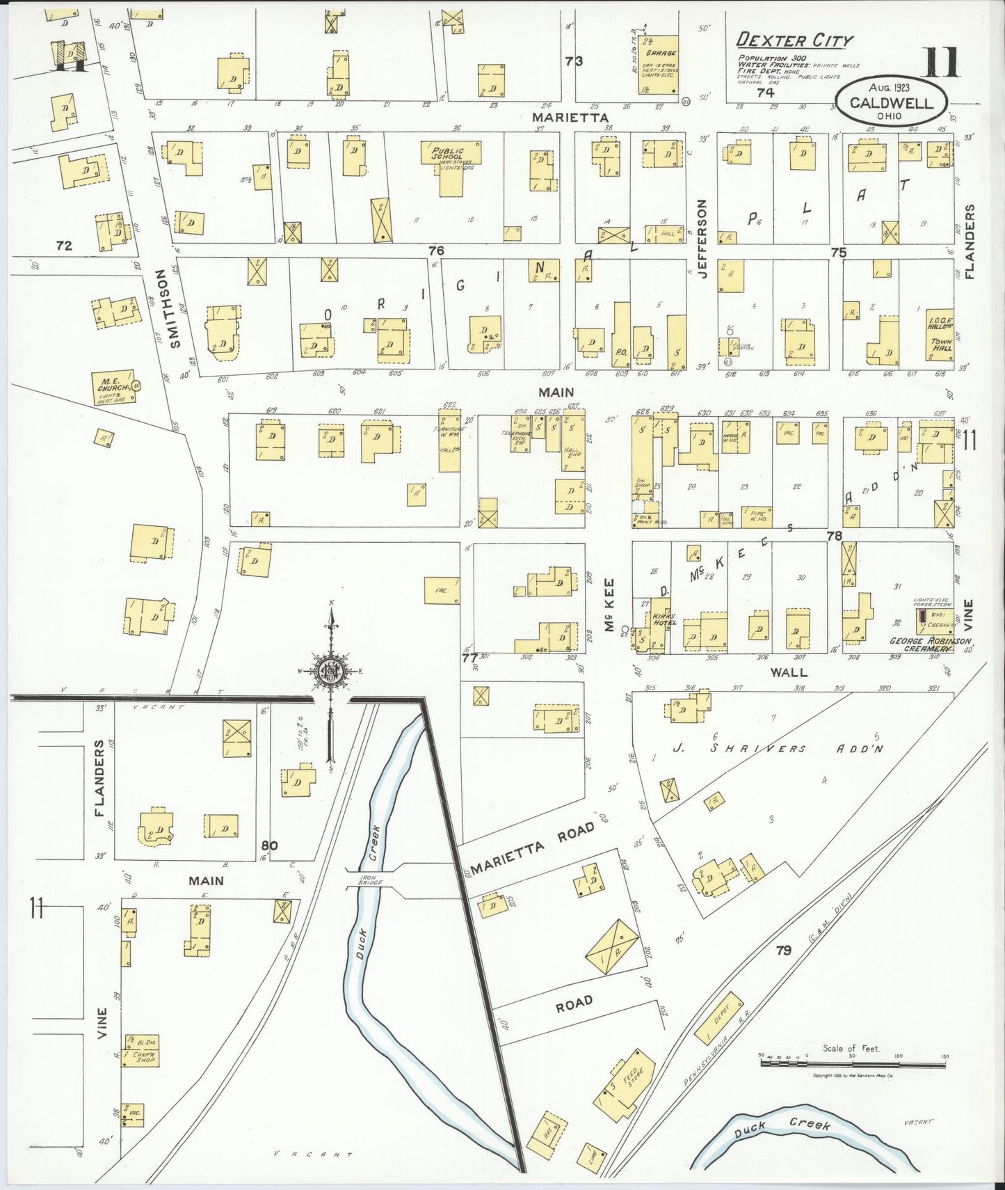 Sanborn Fire Insurance Map from Caldwell, Noble County, Ohio (1923), Sheet #0011 - Complete Map Set gallery image, historic Sanborn map, vintage wall art, Ohio Ohio