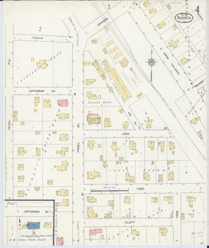Sanborn Fire Insurance Map from Warren, Jo Daviess County, Illinois (1912), Sheet #0004 - Historic Sanborn Fire Insurance Map Print, vintage old map wall art, antique decor, genealogy gift, Illinois Illinois map