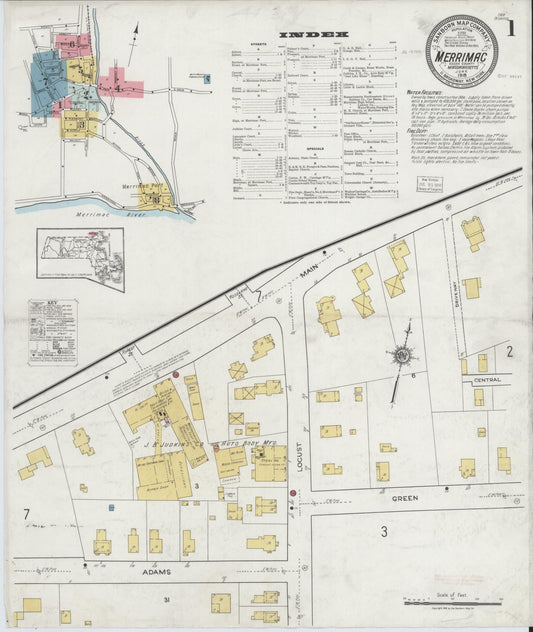Sanborn Fire Insurance Map from Merrimac, Essex County, Massachusetts. (1918) – Historic Sanborn Fire Insurance Map Print