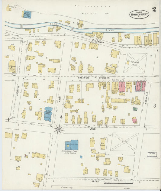 Sanborn Fire Insurance Map from Hammondsport, Steuben County, New York (1898), Sheet #0002 - Historic Sanborn Fire Insurance Map Print, vintage old map wall art, antique decor, genealogy gift, New York New York map