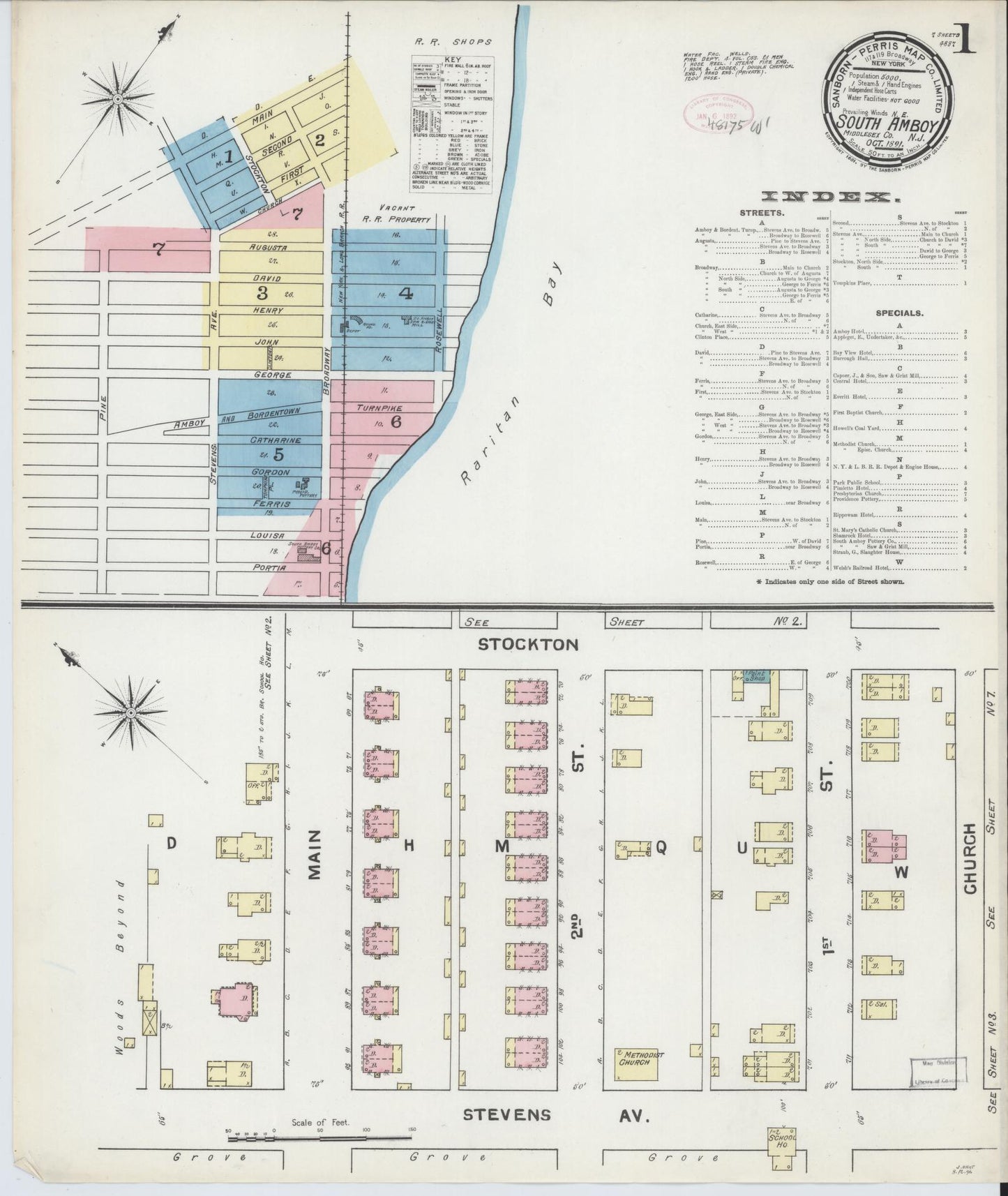 Sanborn Fire Insurance Map from South Amboy, Middlesex County, New Jersey. (1891) – Historic Sanborn Fire Insurance Map Print