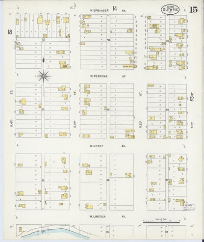 Sanborn Fire Insurance Map from Guthrie, Logan County, Oklahoma (1898), Sheet #0015 - Complete Map Set gallery image, historic Sanborn map, vintage wall art, Oklahoma Oklahoma