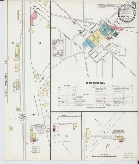 Sanborn Fire Insurance Map from Hicksville, Defiance County, Ohio (1893), Sheet #0001 - Historic Sanborn Fire Insurance Map Print, vintage old map wall art, antique decor, genealogy gift, Ohio Ohio map