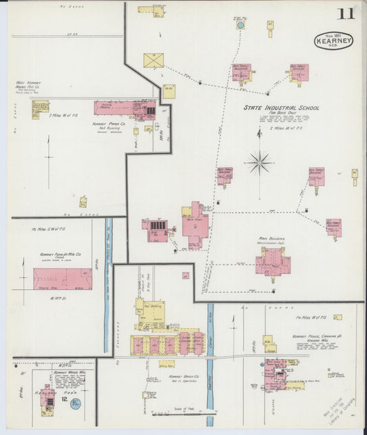 Sanborn Fire Insurance Map from Kearney, Buffalo County, Nebraska (1893), Sheet #0011 - Historic Sanborn Fire Insurance Map Print, vintage old map wall art, antique decor, genealogy gift, Nebraska Nebraska map