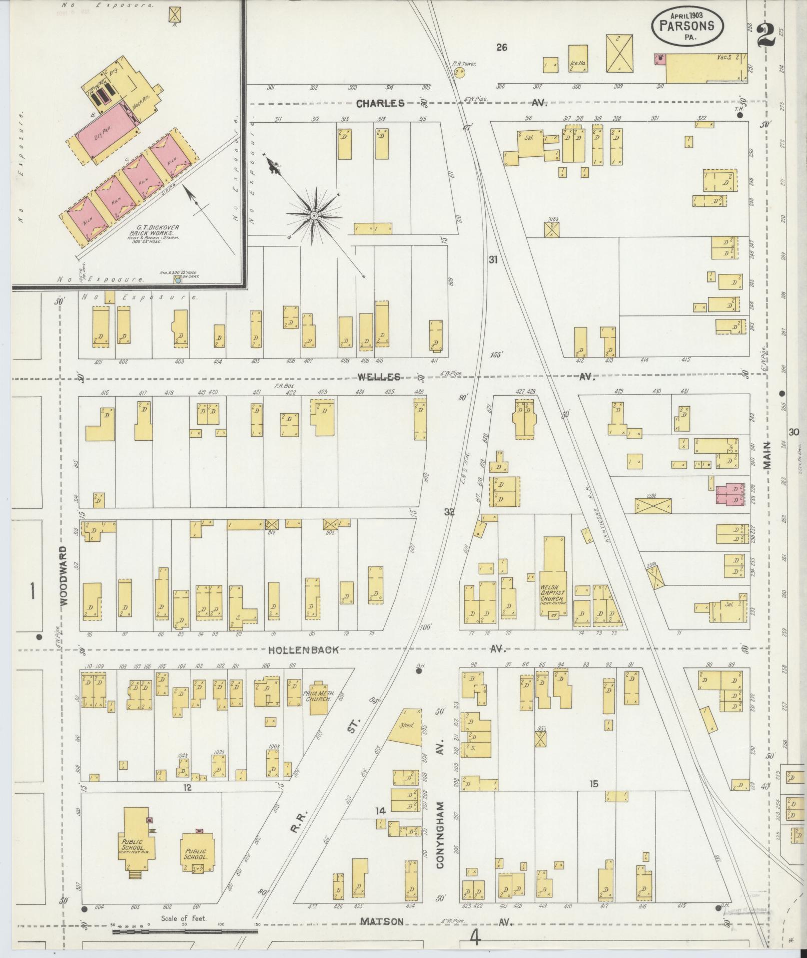 Sanborn Fire Insurance Map from Parsons, Luzerne County, Pennsylvania (1903), Sheet #0002 - Complete Map Set gallery image, historic Sanborn map, vintage wall art, Pennsylvania Pennsylvania