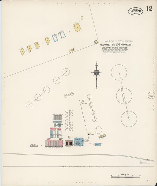 Sanborn Fire Insurance Map from Casper, Natrona County, Wyoming (1912), Sheet #0012 - Historic Sanborn Fire Insurance Map Print, vintage old map wall art, antique decor, genealogy gift, Wyoming Wyoming map