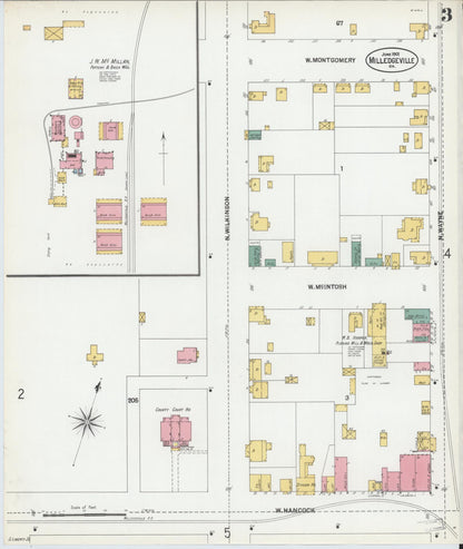 Sanborn Fire Insurance Map from Milledgeville, Baldwin County, Georgia (1901), Sheet #0003 - Complete Map Set gallery image, historic Sanborn map, vintage wall art, Georgia Georgia