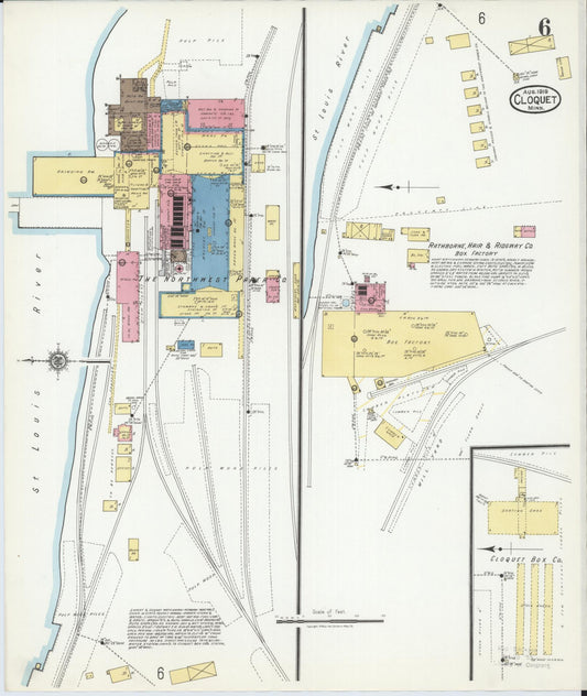 Sanborn Fire Insurance Map from Cloquet, Carlton County, Minnesota (1919), Sheet #0006 - Historic Sanborn Fire Insurance Map Print, vintage old map wall art, antique decor, genealogy gift, Minnesota Minnesota map