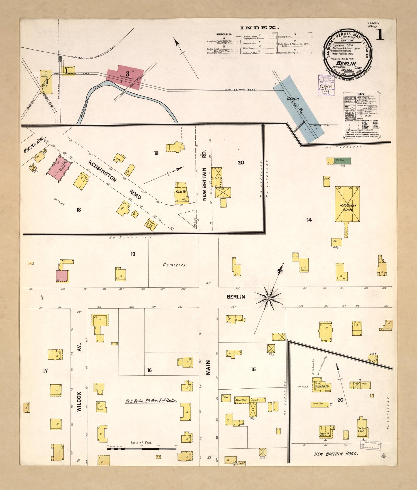 Sanborn Fire Insurance Map from Berlin, Hartford County, Connecticut. (1901) – Historic Sanborn Fire Insurance Map Print