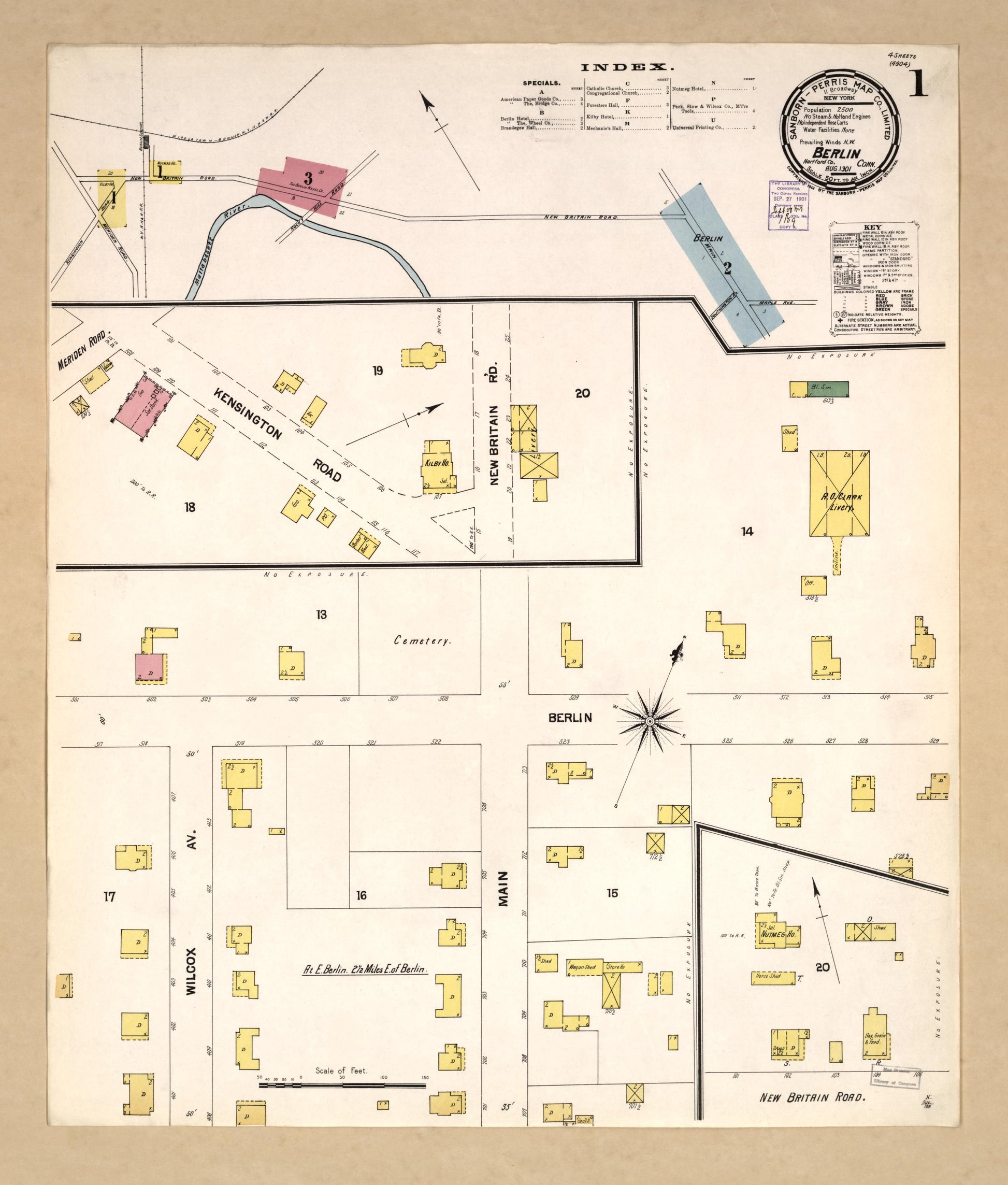 Sanborn Fire Insurance Map from Berlin, Hartford County, Connecticut. (1901) – Historic Sanborn Fire Insurance Map Print
