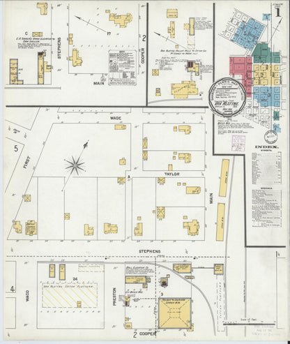 Sanborn Fire Insurance Map from Van Alstyne, Grayson County, Texas (1901), Sheet #0001 - Complete Map Set gallery image, historic Sanborn map, vintage wall art, Texas Texas