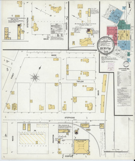 Sanborn Fire Insurance Map from Van Alstyne, Grayson County, Texas (1901), Sheet #0001 - Complete Map Set gallery image, historic Sanborn map, vintage wall art, Texas Texas