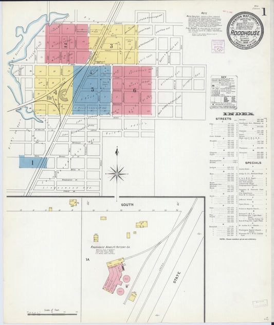 Sanborn Fire Insurance Map from Roodhouse, Greene County, Illinois (1906), Sheet #0001 - Complete Map Set gallery image, historic Sanborn map, vintage wall art, Illinois Illinois