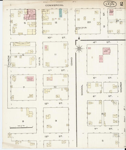 Sanborn Fire Insurance Map from Leon, Decatur County, Iowa (1886), Sheet #0002 - Historic Sanborn Fire Insurance Map Print