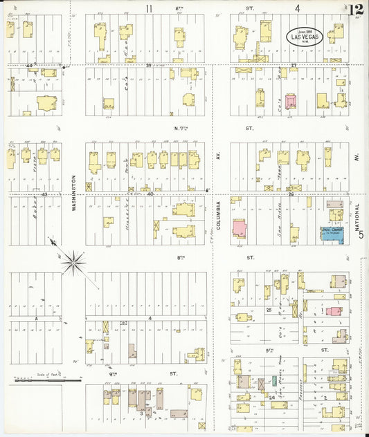 Sanborn Fire Insurance Map from Las Vegas, San Miguel County, New Mexico (1898), Sheet #0012 - Historic Sanborn Fire Insurance Map Print, vintage old map wall art, antique decor, genealogy gift, New Mexico New Mexico map