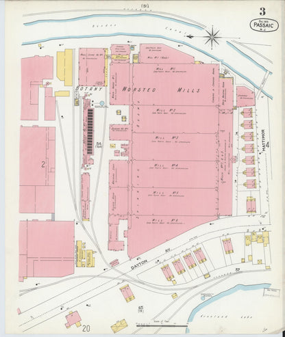 Sanborn Fire Insurance Map from Passaic, Passaic County, New Jersey (1903), Sheet #0003 - Historic Sanborn Fire Insurance Map Print, vintage old map wall art, antique decor, genealogy gift, New Jersey New Jersey map