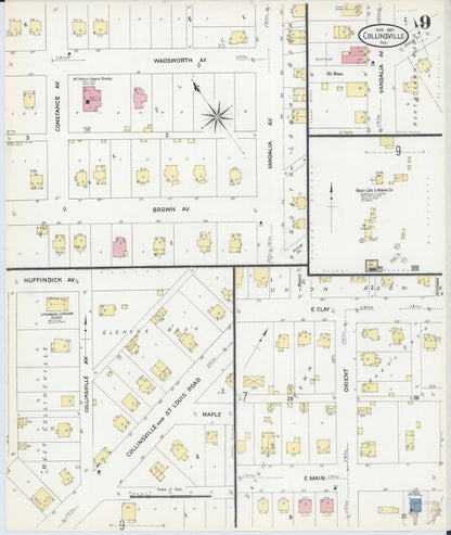 Sanborn Fire Insurance Map from Collinsville, Madison County, Illinois (1907), Sheet #0009 - Complete Map Set gallery image, historic Sanborn map, vintage wall art, Illinois Illinois