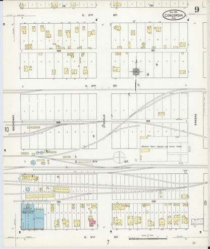 Sanborn Fire Insurance Map from Concordia, Cloud County, Kansas (1911), Sheet #0009 - Complete Map Set gallery image, historic Sanborn map, vintage wall art, Kansas Kansas