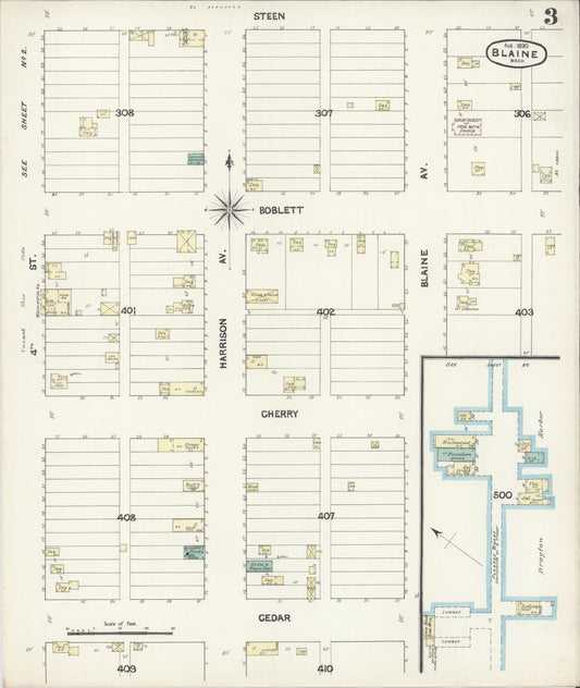 Sanborn Fire Insurance Map from Blaine, Whatcom County, Washington (1890), Sheet #0003 - Historic Sanborn Fire Insurance Map Print, vintage old map wall art, antique decor, genealogy gift, Washington Washington map