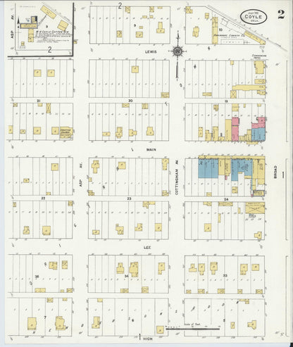 Sanborn Fire Insurance Map from Coyle, Logan County, Oklahoma (1911), Sheet #0002 - Complete Map Set gallery image, historic Sanborn map, vintage wall art, Oklahoma Oklahoma