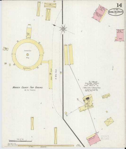 Sanborn Fire Insurance Map from Bowling Green, Warren County, Kentucky (1895), Sheet #0014 - Historic Sanborn Fire Insurance Map Print, vintage old map wall art, antique decor, genealogy gift, Kentucky Kentucky map