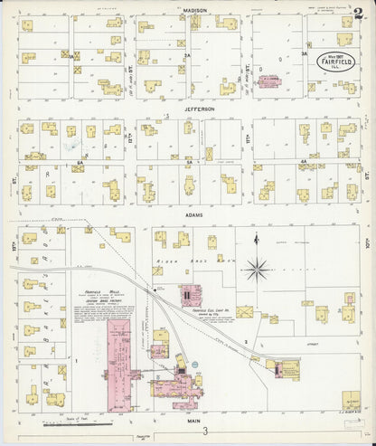 Sanborn Fire Insurance Map from Fairfield, Wayne County, Illinois (1907), Sheet #0002 - Historic Sanborn Fire Insurance Map Print, vintage old map wall art, antique decor, genealogy gift, Illinois Illinois map