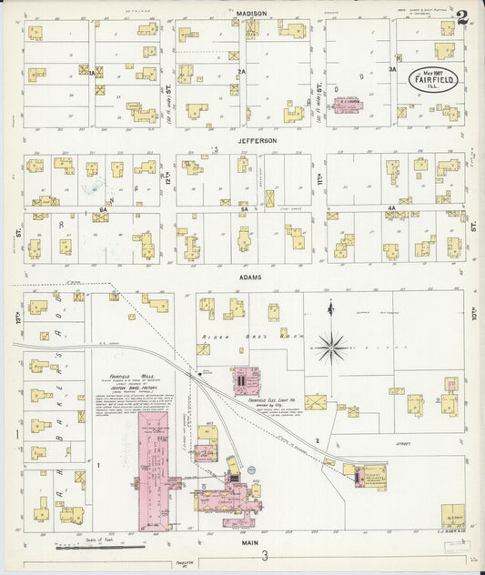 Sanborn Fire Insurance Map from Fairfield, Wayne County, Illinois (1907), Sheet #0002 - Historic Sanborn Fire Insurance Map Print, vintage old map wall art, antique decor, genealogy gift, Illinois Illinois map