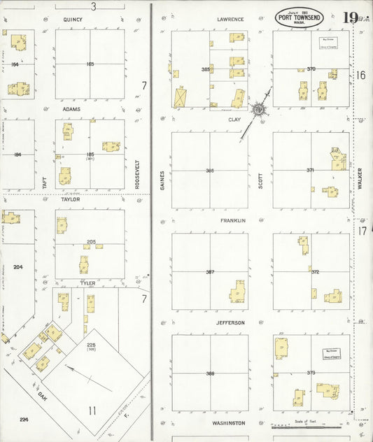 Sanborn Fire Insurance Map from Port Townsend, Jefferson County, Washington (1911), Sheet #0019 - Historic Sanborn Fire Insurance Map Print, vintage old map wall art, antique decor, genealogy gift, Washington Washington map
