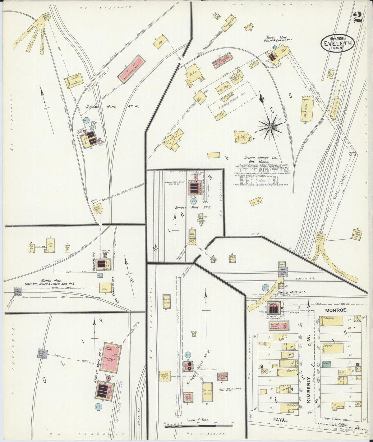 Sanborn Fire Insurance Map from Eveleth, Saint Louis County, Minnesota (1906), Sheet #0002 - Complete Map Set gallery image, historic Sanborn map, vintage wall art, Minnesota Minnesota
