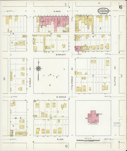 Sanborn Fire Insurance Map from Cushing, Payne County, Oklahoma (1917), Sheet #0006 - Complete Map Set gallery image, historic Sanborn map, vintage wall art, Oklahoma Oklahoma