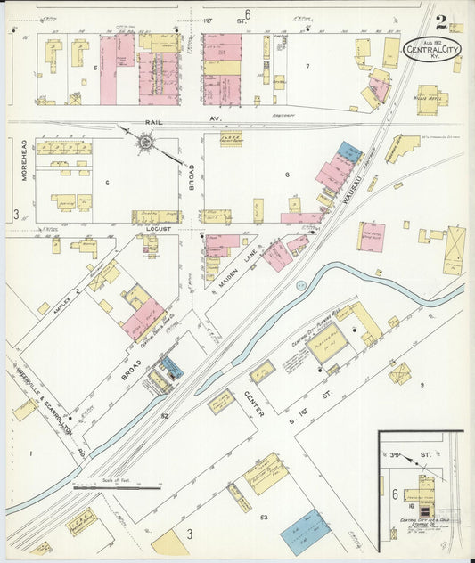 Sanborn Fire Insurance Map from Central City, Mublenberg County, Kentucky (1912), Sheet #0002 - Historic Sanborn Fire Insurance Map Print, vintage old map wall art, antique decor, genealogy gift, Kentucky Kentucky map