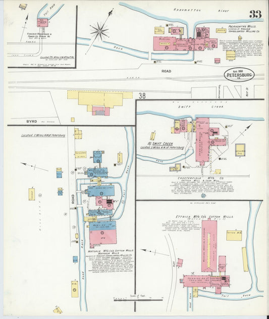 Sanborn Fire Insurance Map from Petersburg, Independent Cities, Virginia (1908), Sheet #0033 - Historic Sanborn Fire Insurance Map Print, vintage old map wall art, antique decor, genealogy gift, Virginia Virginia map