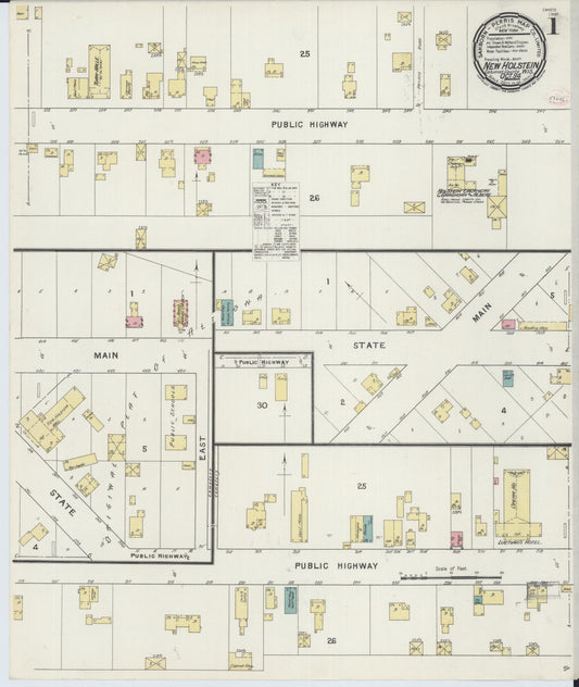 Sanborn Fire Insurance Map from New Holstein, Calumet County, Wisconsin (1894), Sheet #0001 - Historic Sanborn Fire Insurance Map Print, vintage old map wall art, antique decor, genealogy gift, Wisconsin Wisconsin map