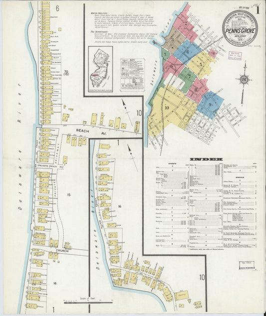 Sanborn Fire Insurance Map from Penns Grove, Salem County, New Jersey. (1916) – Historic Sanborn Fire Insurance Map Print