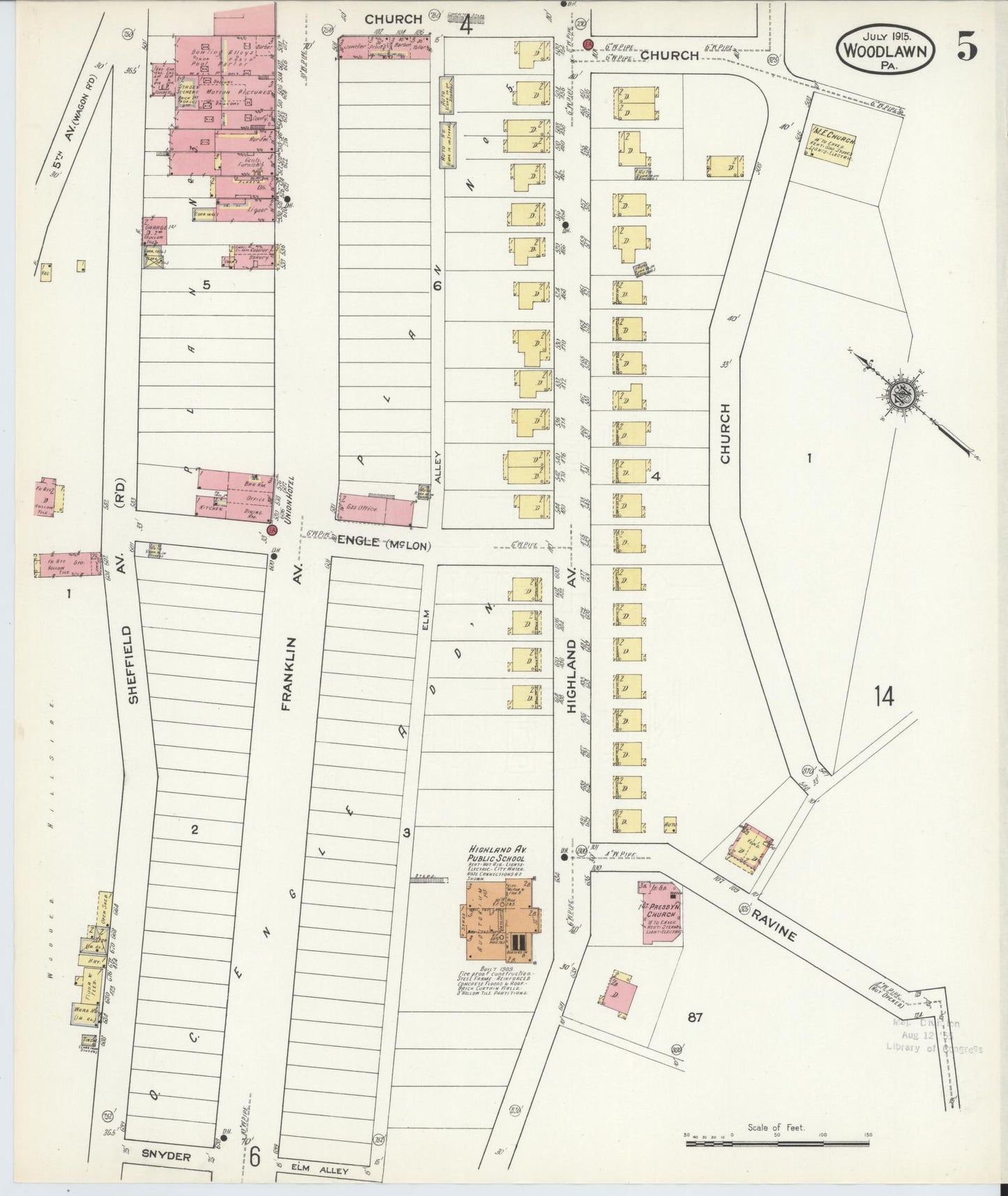 Sanborn Fire Insurance Map from Woodlawn, Beaver County, Pennsylvania (1915), Sheet #0005 - Complete Map Set gallery image, historic Sanborn map, vintage wall art, Pennsylvania Pennsylvania