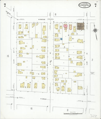 Sanborn Fire Insurance Map from Cuyahoga Falls, Summit County, Ohio (1927), Sheet #0007 - Historic Sanborn Fire Insurance Map Print, vintage old map wall art, antique decor, genealogy gift, Ohio Ohio map