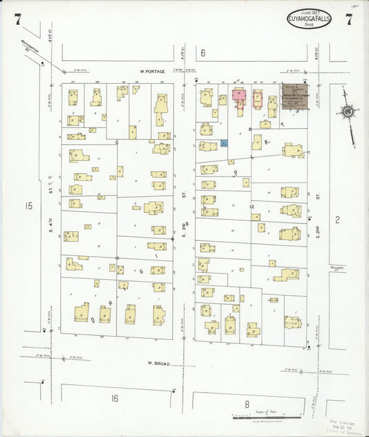 Sanborn Fire Insurance Map from Cuyahoga Falls, Summit County, Ohio (1927), Sheet #0007 - Historic Sanborn Fire Insurance Map Print, vintage old map wall art, antique decor, genealogy gift, Ohio Ohio map