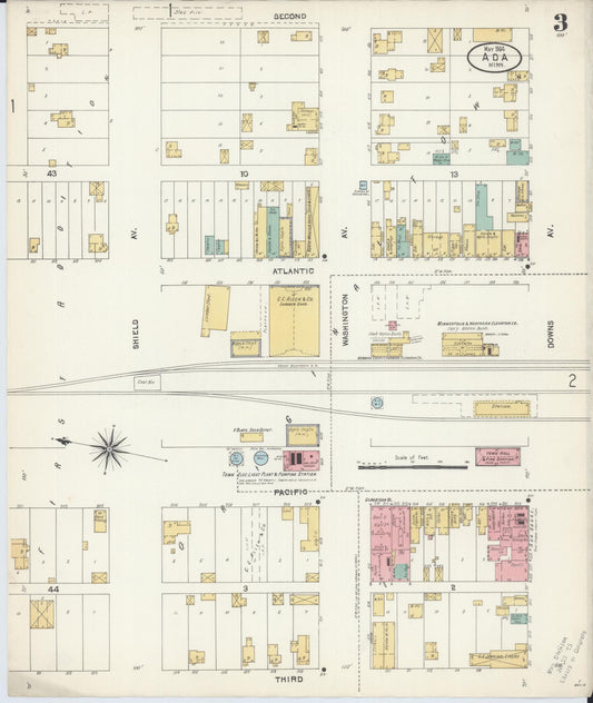 Sanborn Fire Insurance Map from Ada, Norman County, Minnesota (1904), Sheet #0003 - Historic Sanborn Fire Insurance Map Print, vintage old map wall art, antique decor, genealogy gift, Minnesota Minnesota map