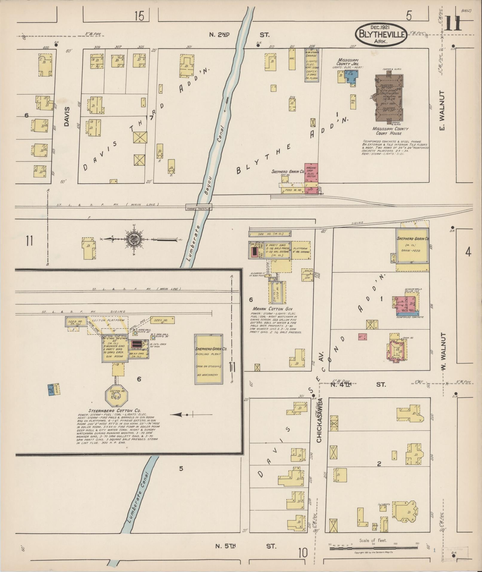 Sanborn Fire Insurance Map from Blytheville, Mississippi County, Arkansas (1921), Sheet #0011 - Complete Map Set gallery image, historic Sanborn map, vintage wall art, Blytheville Mississippi
