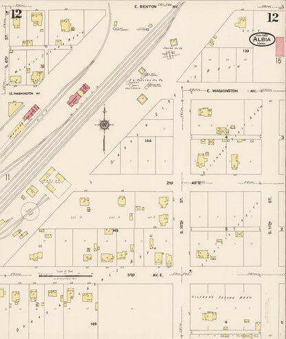 Sanborn Fire Insurance Map from Albia, Monroe County, Iowa (1922), Sheet #0012 - Historic Sanborn Fire Insurance Map Print