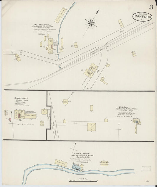 Sanborn Fire Insurance Map from Stanford, Lincoln County, Kentucky (1886), Sheet #0003 - Historic Sanborn Fire Insurance Map Print, vintage old map wall art, antique decor, genealogy gift, Kentucky Kentucky map