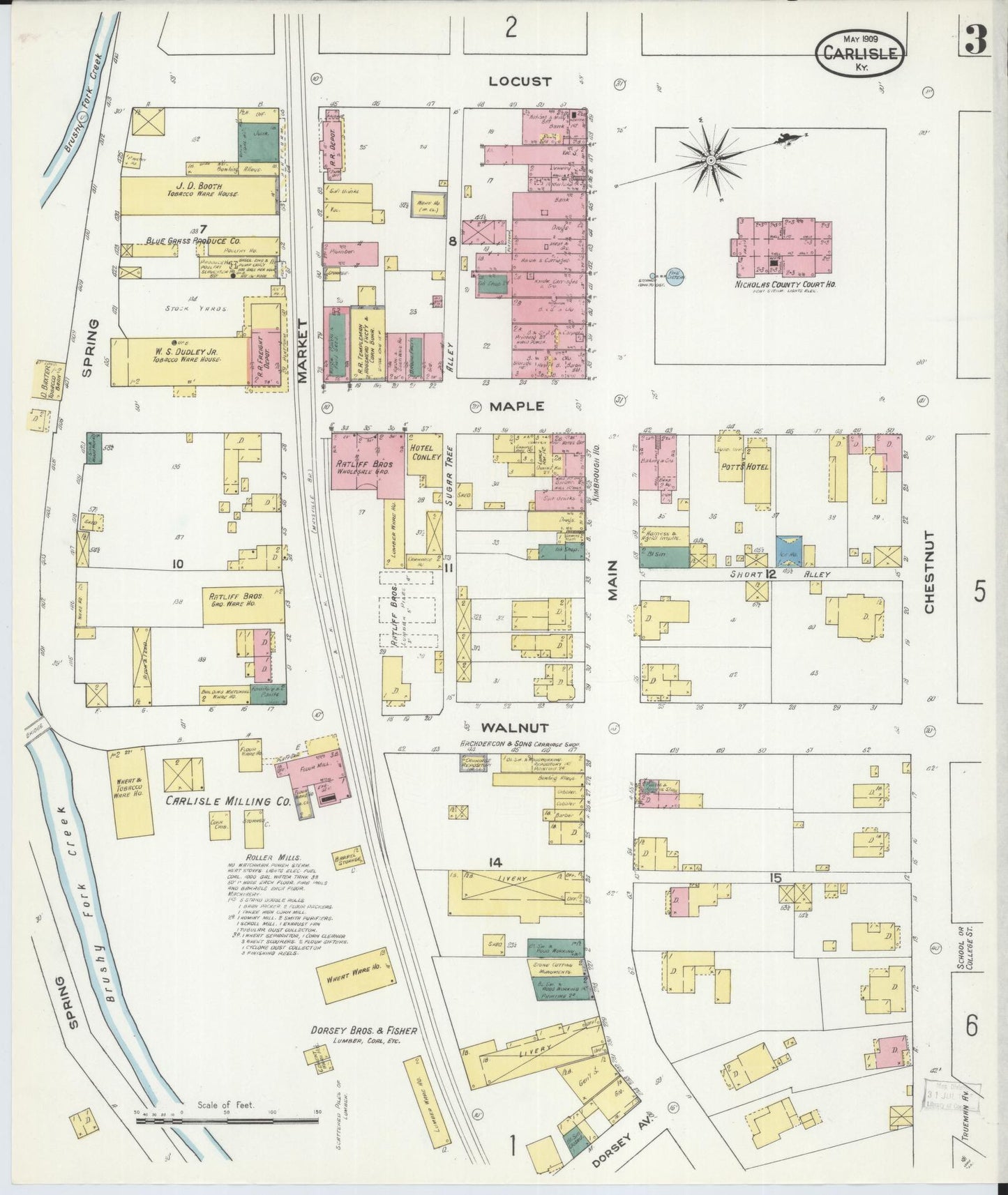 Sanborn Fire Insurance Map from Carlisle, Nicholas County, Kentucky (1909), Sheet #0003 - Complete Map Set gallery image, historic Sanborn map, vintage wall art, Kentucky Kentucky