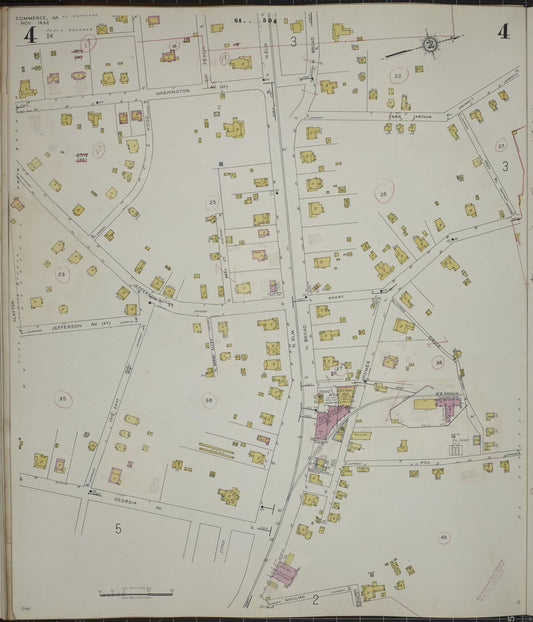 Sanborn Fire Insurance Map from Commerce, Jackson County, Georgia (1943), Sheet #0004 - Historic Sanborn Fire Insurance Map Print, vintage old map wall art, antique decor, genealogy gift, Georgia Georgia map