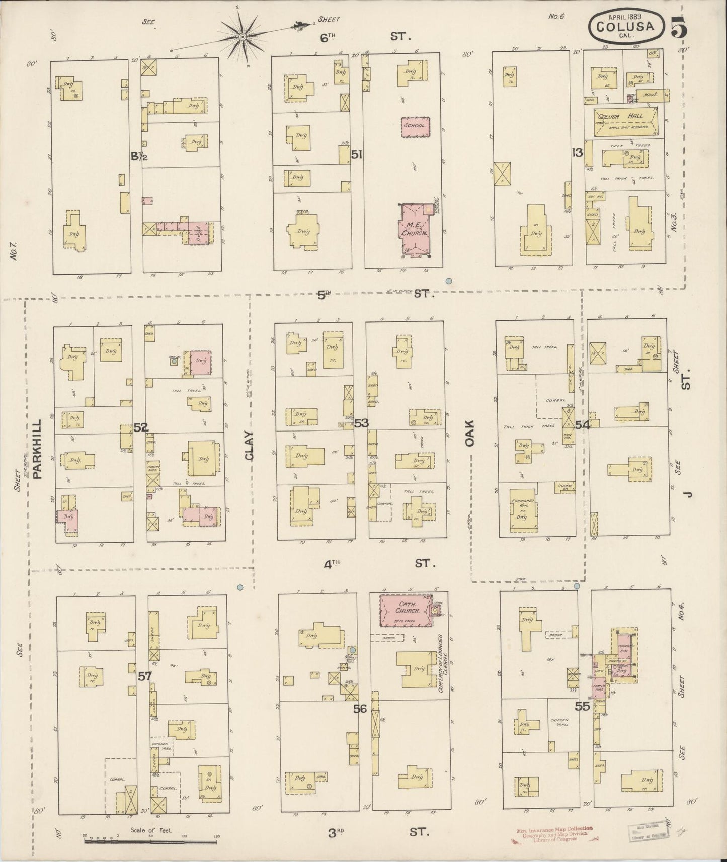 Sanborn Fire Insurance Map from Colusa, Colusa County, California (1889), Sheet #0005 - Complete Map Set gallery image, historic Sanborn map, vintage wall art, California California
