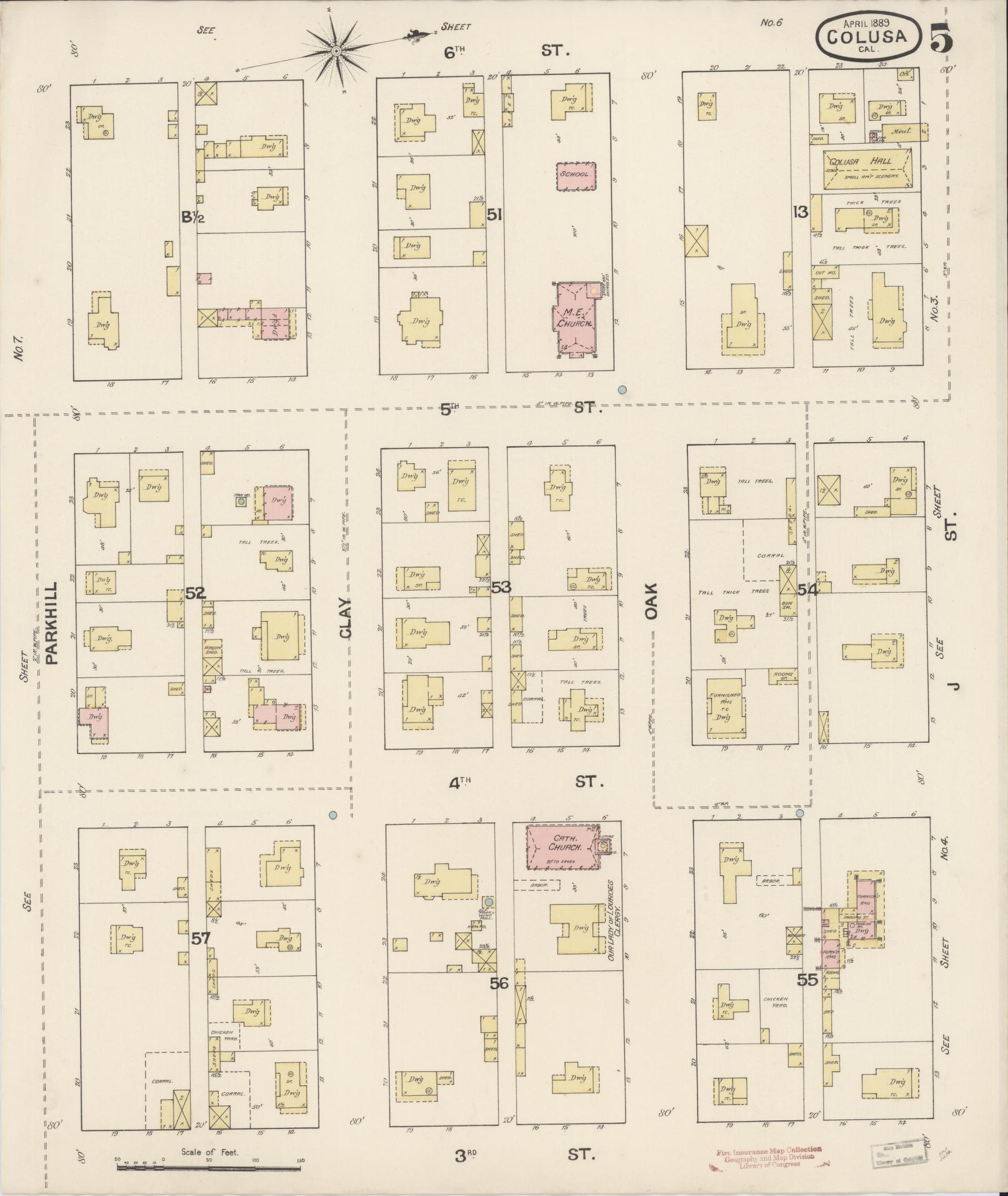 Sanborn Fire Insurance Map from Colusa, Colusa County, California (1889), Sheet #0005 - Complete Map Set gallery image, historic Sanborn map, vintage wall art, California California