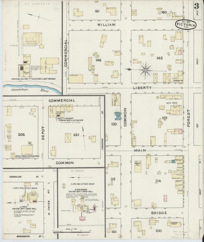 Sanborn Fire Insurance Map from Victoria, Victoria County, Texas (1891), Sheet #0003 - Complete Map Set gallery image, historic Sanborn map, vintage wall art, Texas Texas