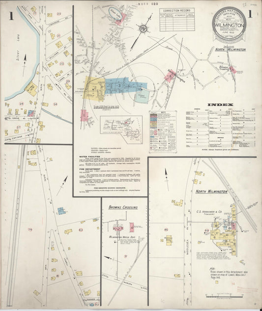 Sanborn Fire Insurance Map from Wilmington, Middlesex County, Massachusetts (1933), Sheet #0001 - Complete Map Set gallery image, historic Sanborn map, vintage wall art, Massachusetts Massachusetts