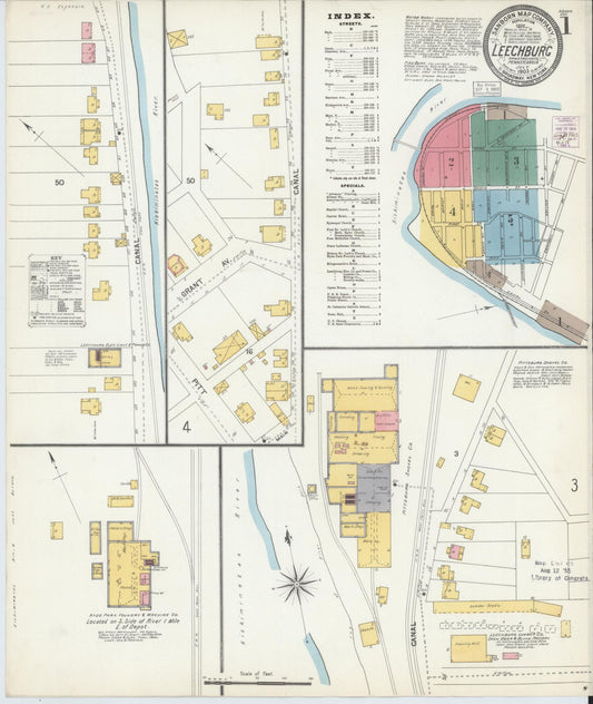 Sanborn Fire Insurance Map from Leechburg, Armstrong County, Pennsylvania (1903), Sheet #0001 - Complete Map Set gallery image, historic Sanborn map, vintage wall art, Pennsylvania Pennsylvania