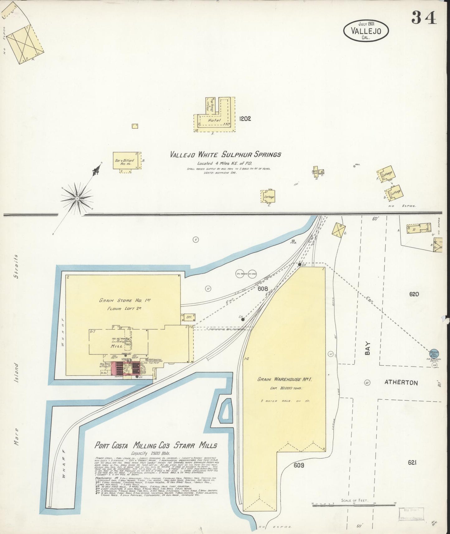 Sanborn Fire Insurance Map from Vallejo, Solano County, California (1901), Sheet #0034 - Complete Map Set gallery image, historic Sanborn map, vintage wall art, California California