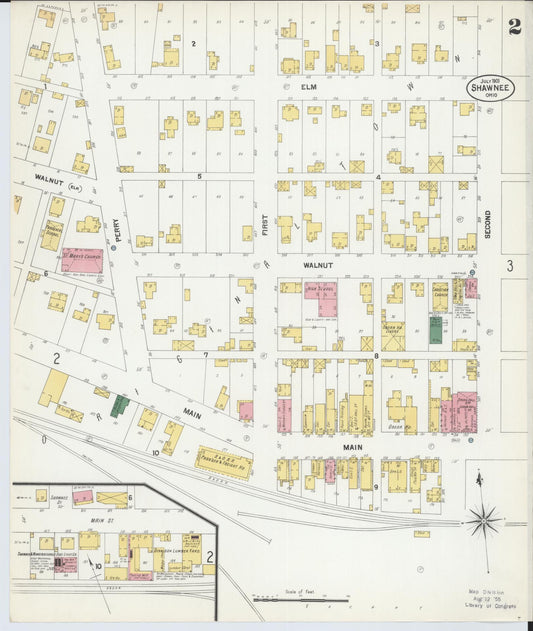 Sanborn Fire Insurance Map from Shawnee, Perry County, Ohio (1901), Sheet #0002 - Historic Sanborn Fire Insurance Map Print, vintage old map wall art, antique decor, genealogy gift, Ohio Ohio map
